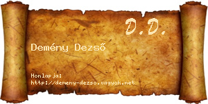 Demény Dezső névjegykártya